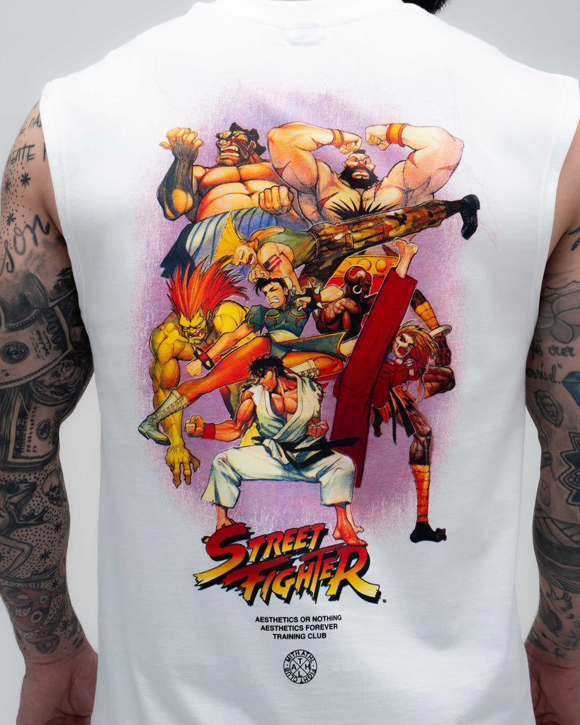 Regata Drop Shoulder Slevelles Mith Street Fighter Logo Line Off White