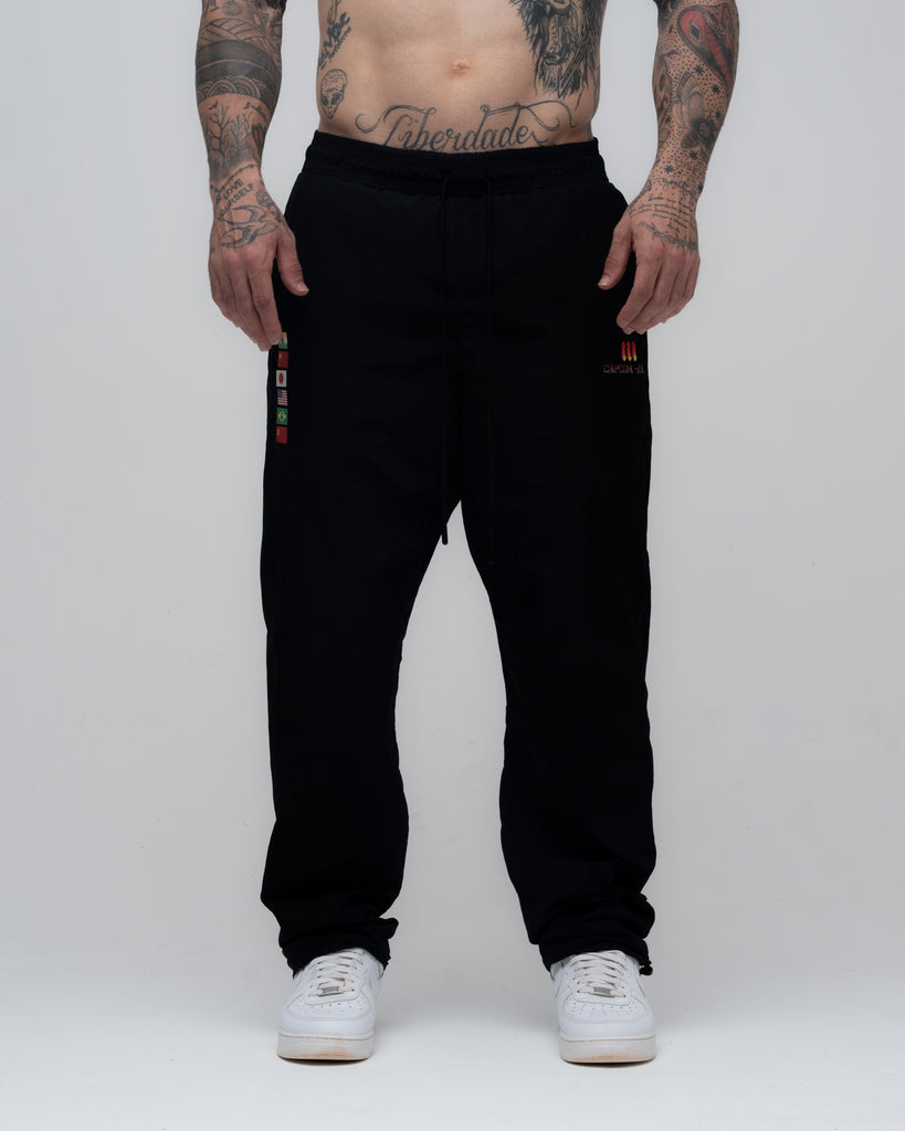 Calça de Tactel Dupla Oversized Mith Street Fighter Preto