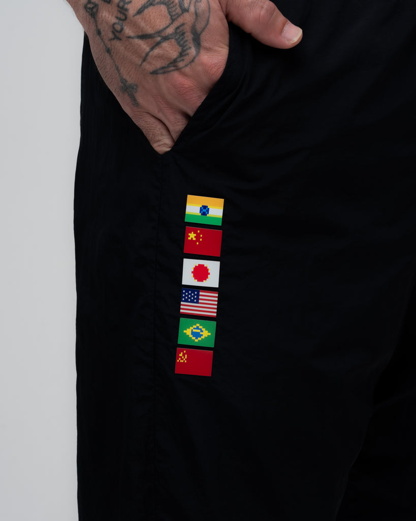 Calça de Tactel Dupla Oversized Mith Street Fighter Preto