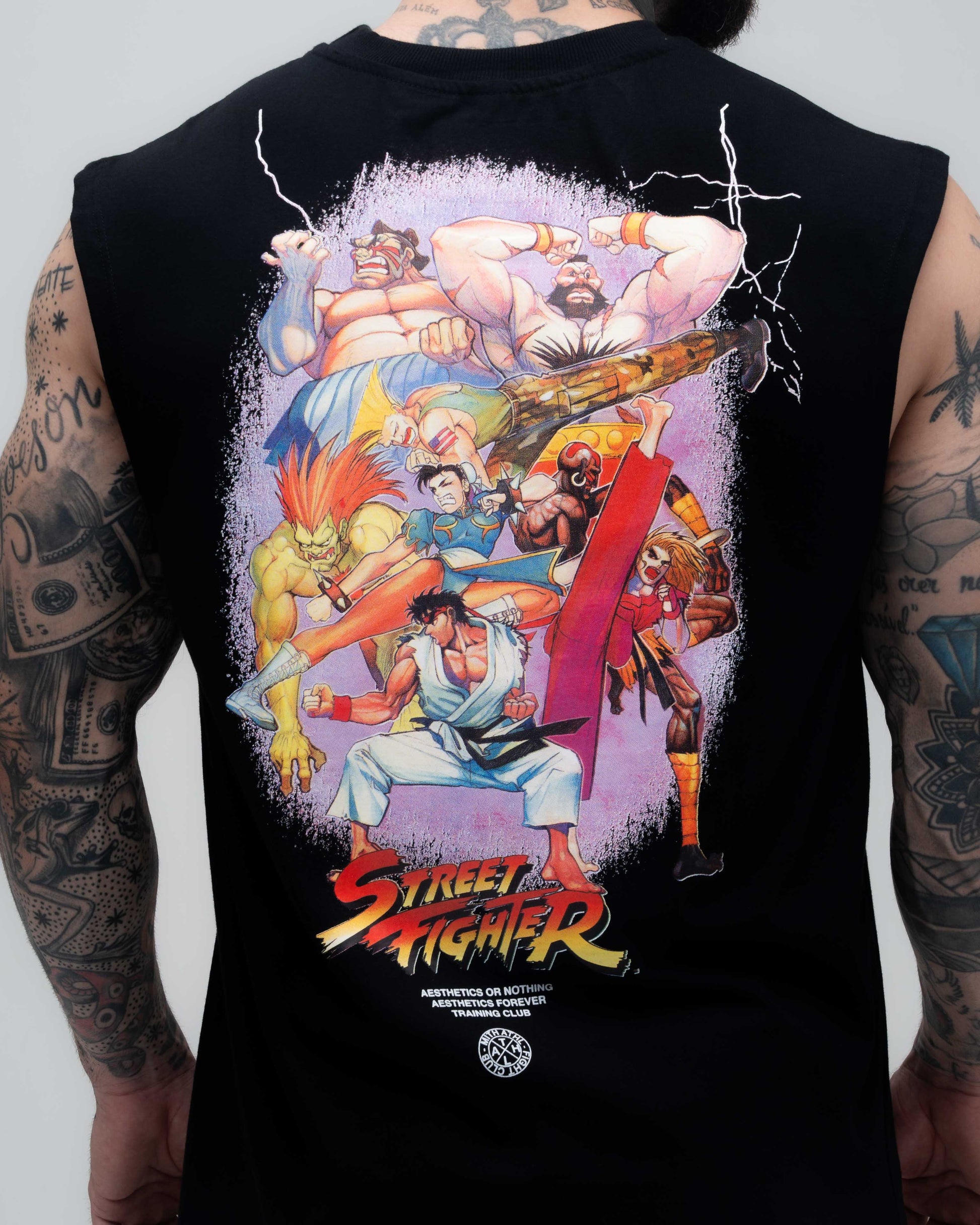 Regata Drop Shoulder Slevelles Mith Street Fighter Logo Line Preto
