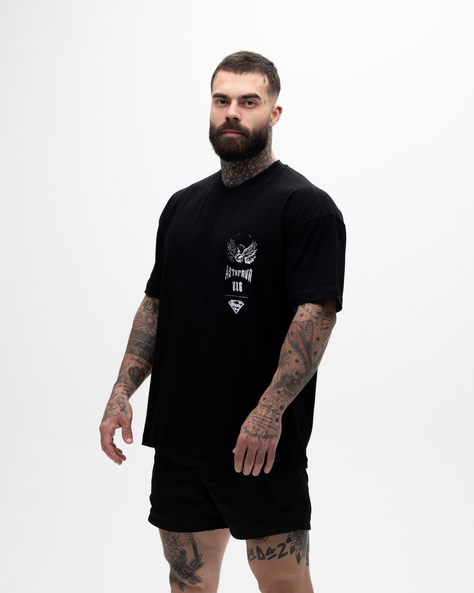 Camiseta <strong>Oversized Treino </strong>Mith X Superman Jump Preto