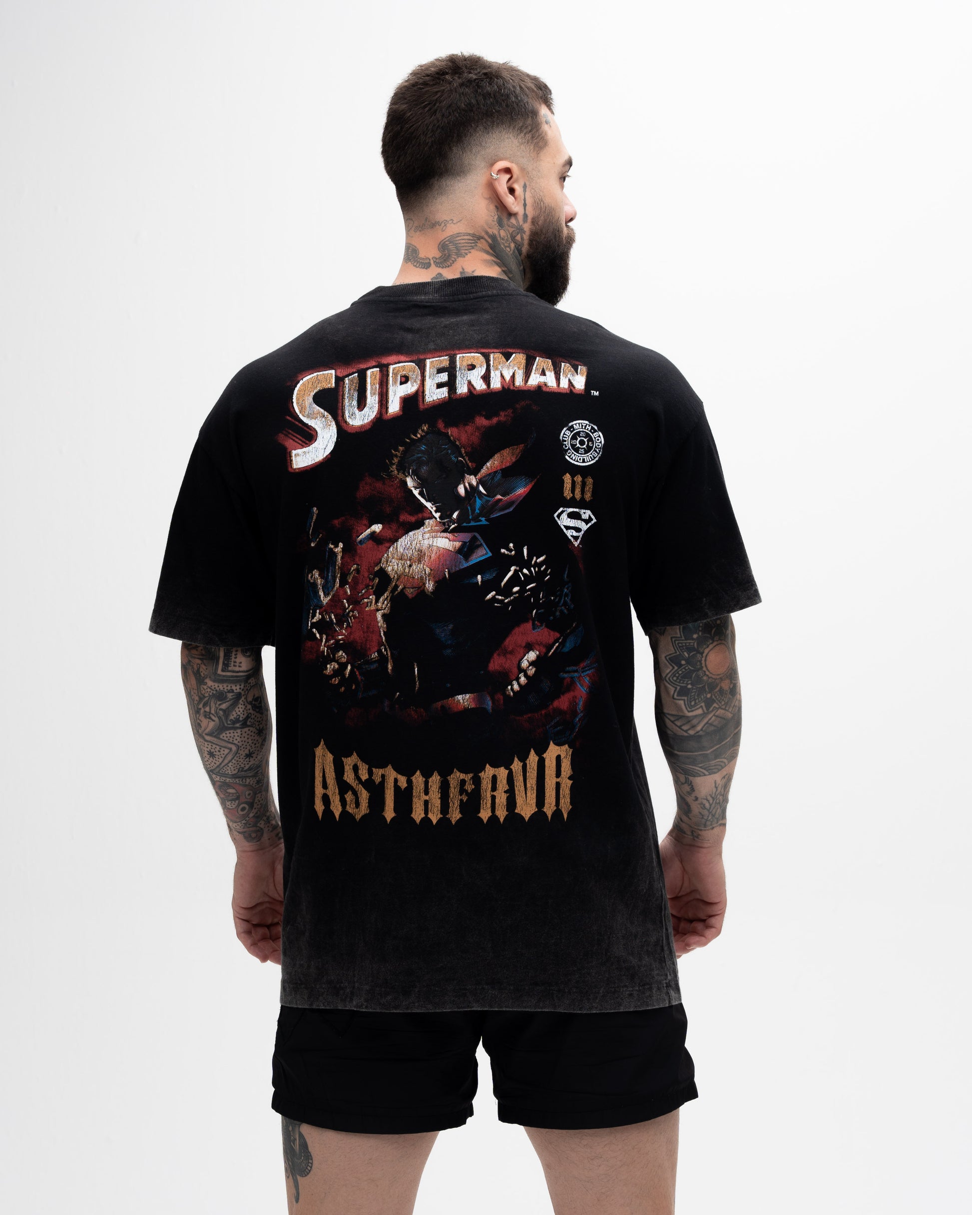 Camiseta <strong>Oversized Estonada Premium </strong>Mith X Superman Aesthetics Forever Preto