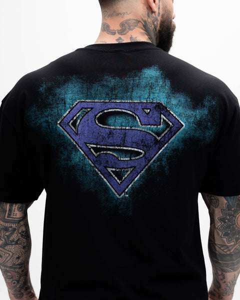 Camiseta <strong>Oversized Treino </strong>Mith X Superman Space Logo Preto