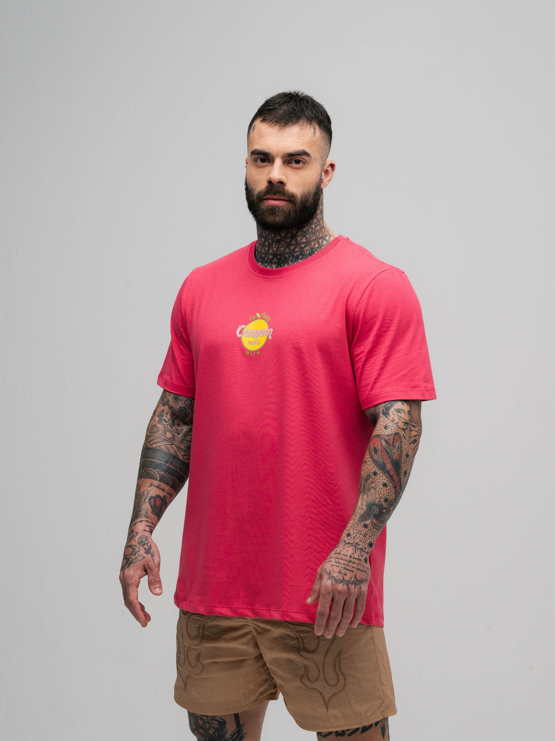 Camiseta Mith Comam Frutas Orange Vegas Rosa