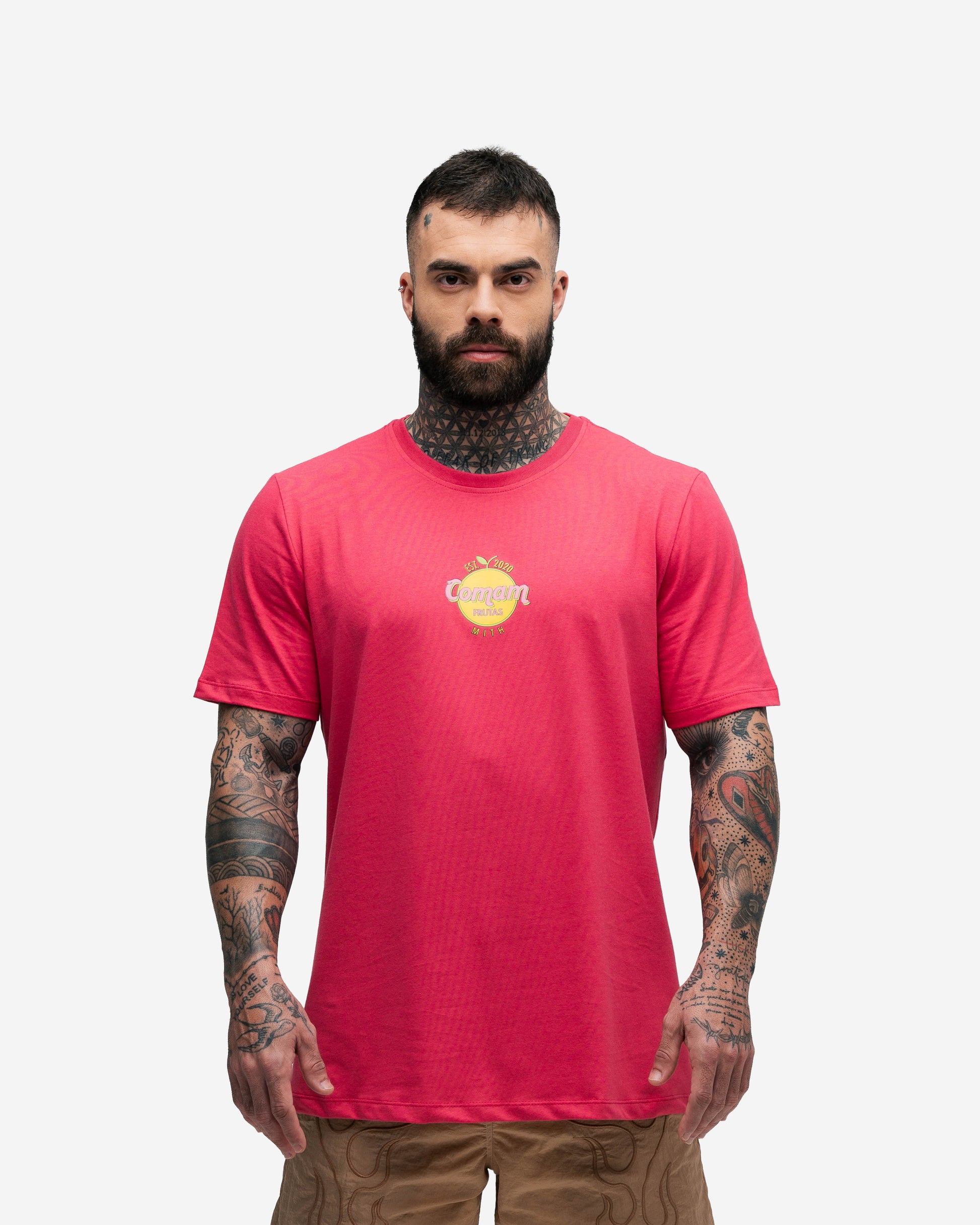 Camiseta Mith Comam Frutas Orange Vegas Rosa