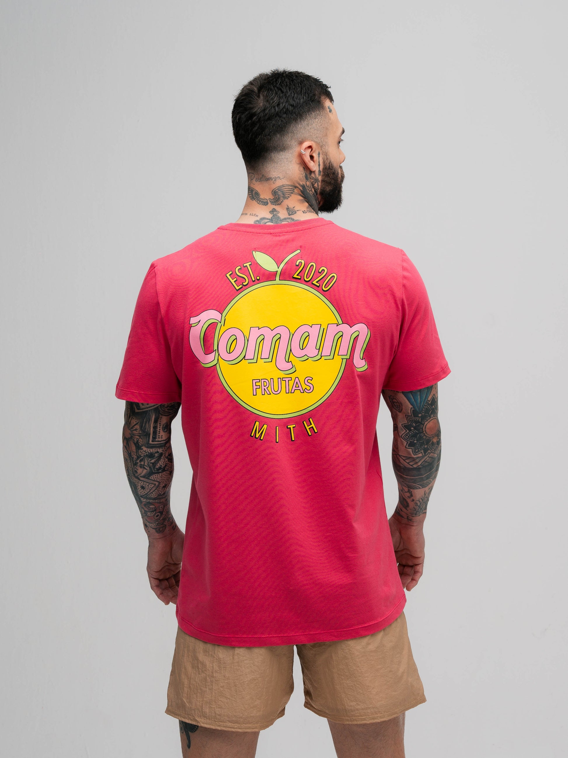 Camiseta Mith Comam Frutas Orange Vegas Rosa