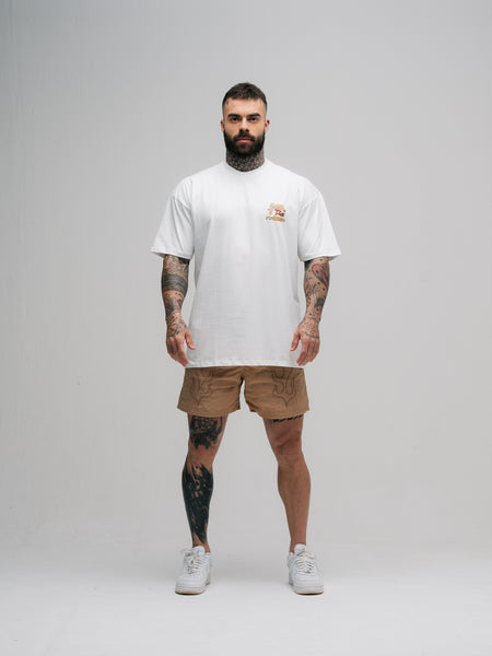 Camiseta Oversized Mith Comam Frutas Quem Faz Dieta É Atleta Off White