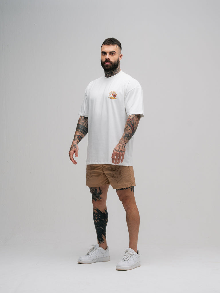 Camiseta Oversized Mith Comam Frutas Quem Faz Dieta É Atleta Off White