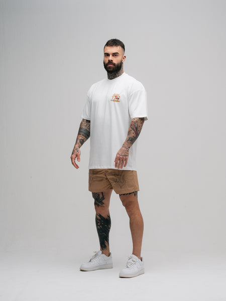 Camiseta Oversized Mith Comam Frutas Quem Faz Dieta É Atleta Off White