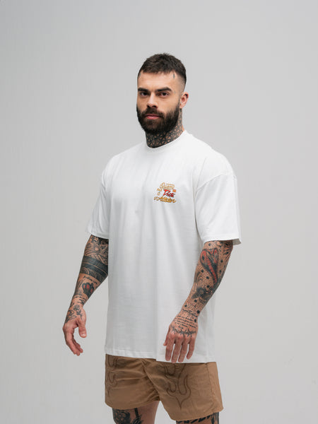 Camiseta Oversized Mith Comam Frutas Quem Faz Dieta É Atleta Off White