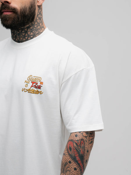 Camiseta Oversized Mith Comam Frutas Quem Faz Dieta É Atleta Off White