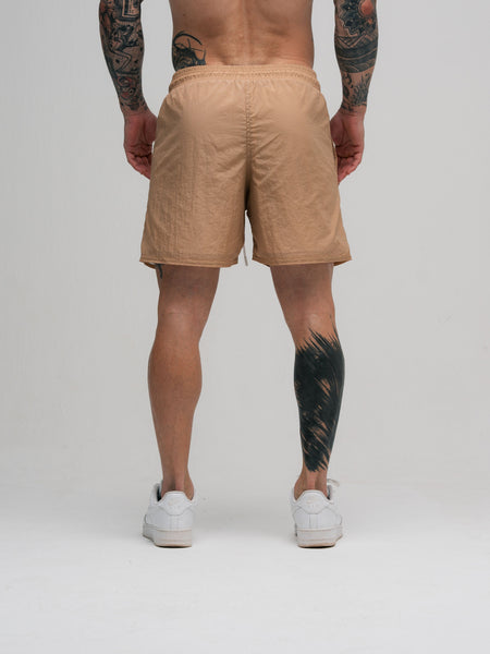 Shorts Curto de Tactel Mith Comam Frutas Flame Bege