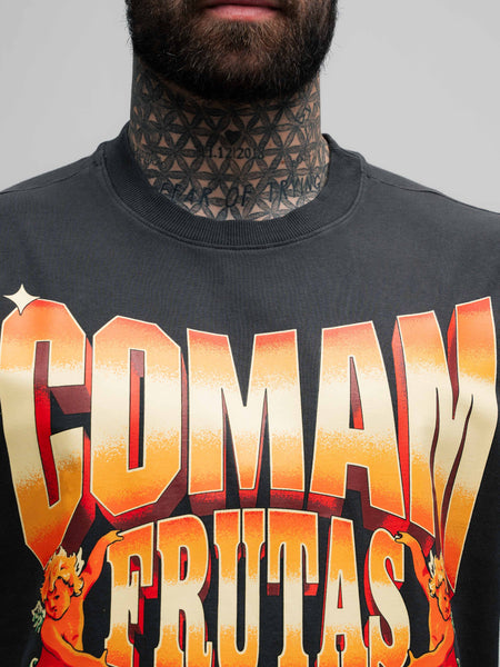 Camiseta Oversized Estonada Mith Comam Frutas Cassino Chumbo