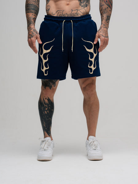 Shorts de Moletom Mith Comam Frutas Flames Marinho