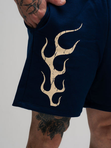 Shorts de Moletom Mith Comam Frutas Flames Marinho