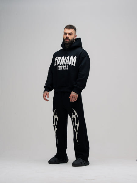 Blusa de Moletom Box Mith Mith Comam Frutas Flames Preto