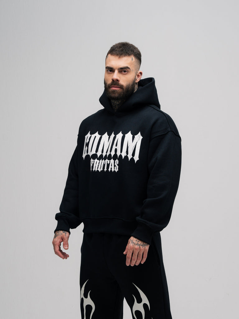 Blusa de Moletom Box Mith Mith Comam Frutas Flames Preto