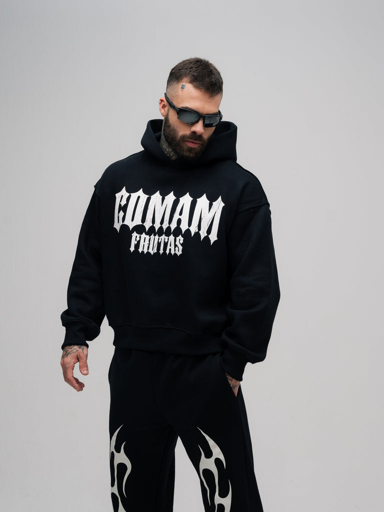 Blusa de Moletom Box Mith Mith Comam Frutas Flames Preto