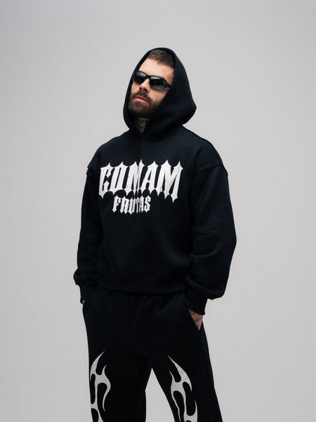 Blusa de Moletom Box Mith Mith Comam Frutas Flames Preto