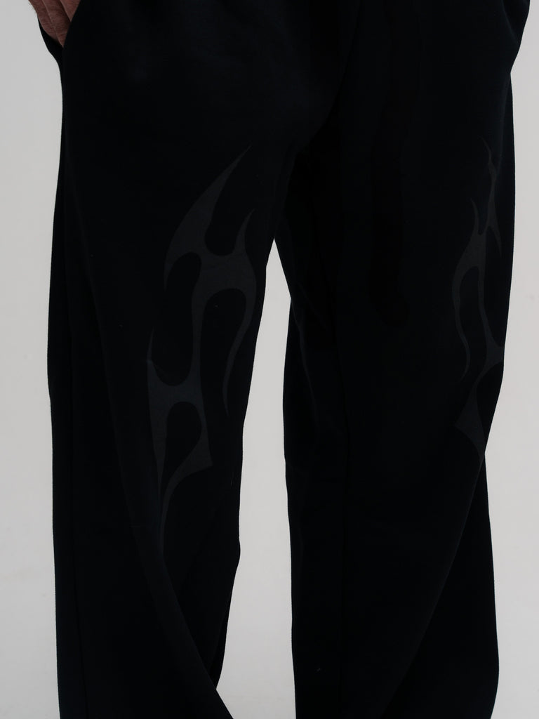 Calça de Moletom Oversized Reta Mith Comam Frutas Flame Preto