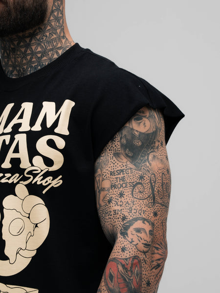 Regata Oversized Box Mith Comam Frutas Pizza Shop Preto