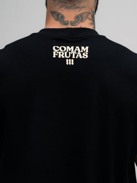 Regata Oversized Box Mith Comam Frutas Pizza Shop Preto