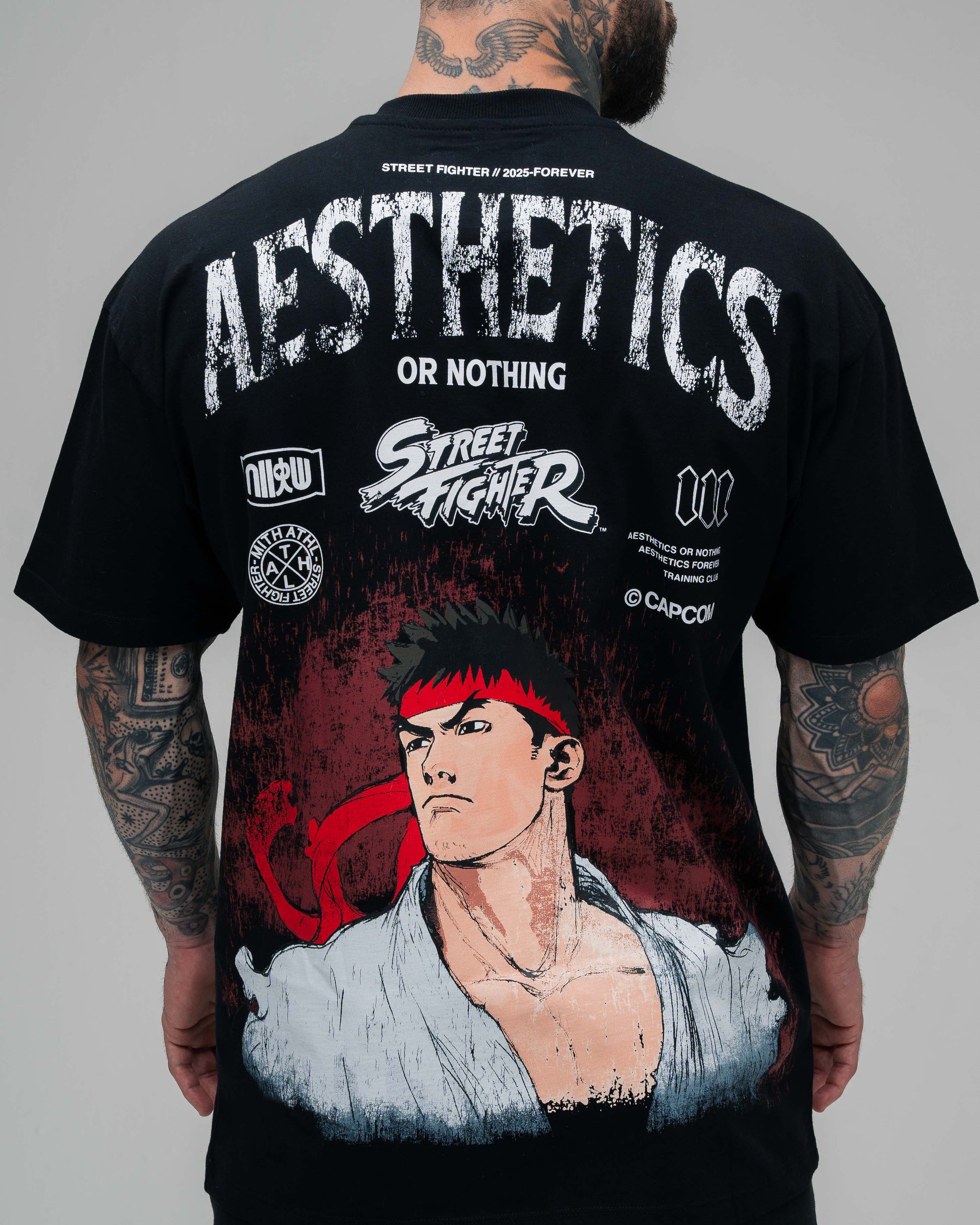 Camiseta Oversized Mith Street Fighter Ryu Face Preto