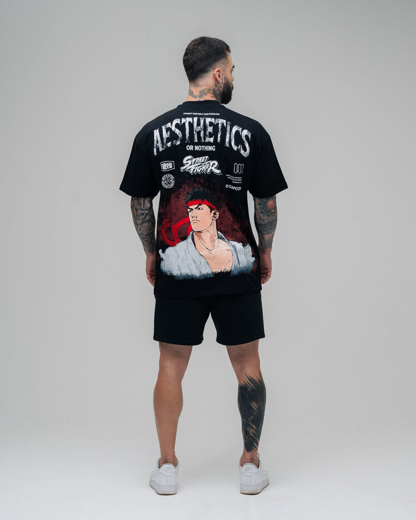 Camiseta Oversized Mith Street Fighter Ryu Face Preto