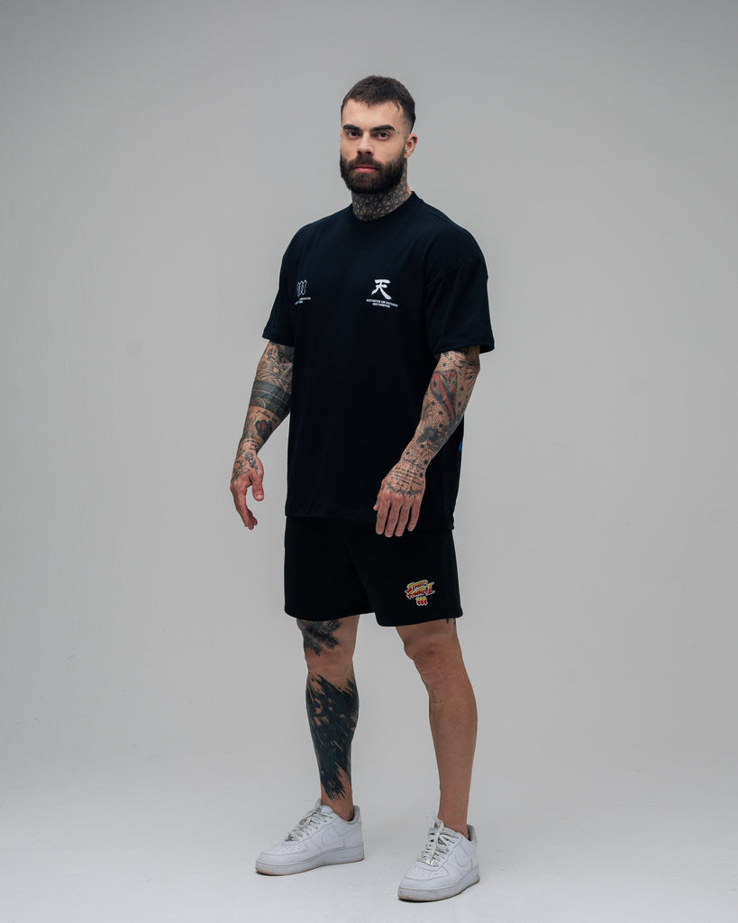 Camiseta Oversized Estonada Street Fighter Akuma Preto
