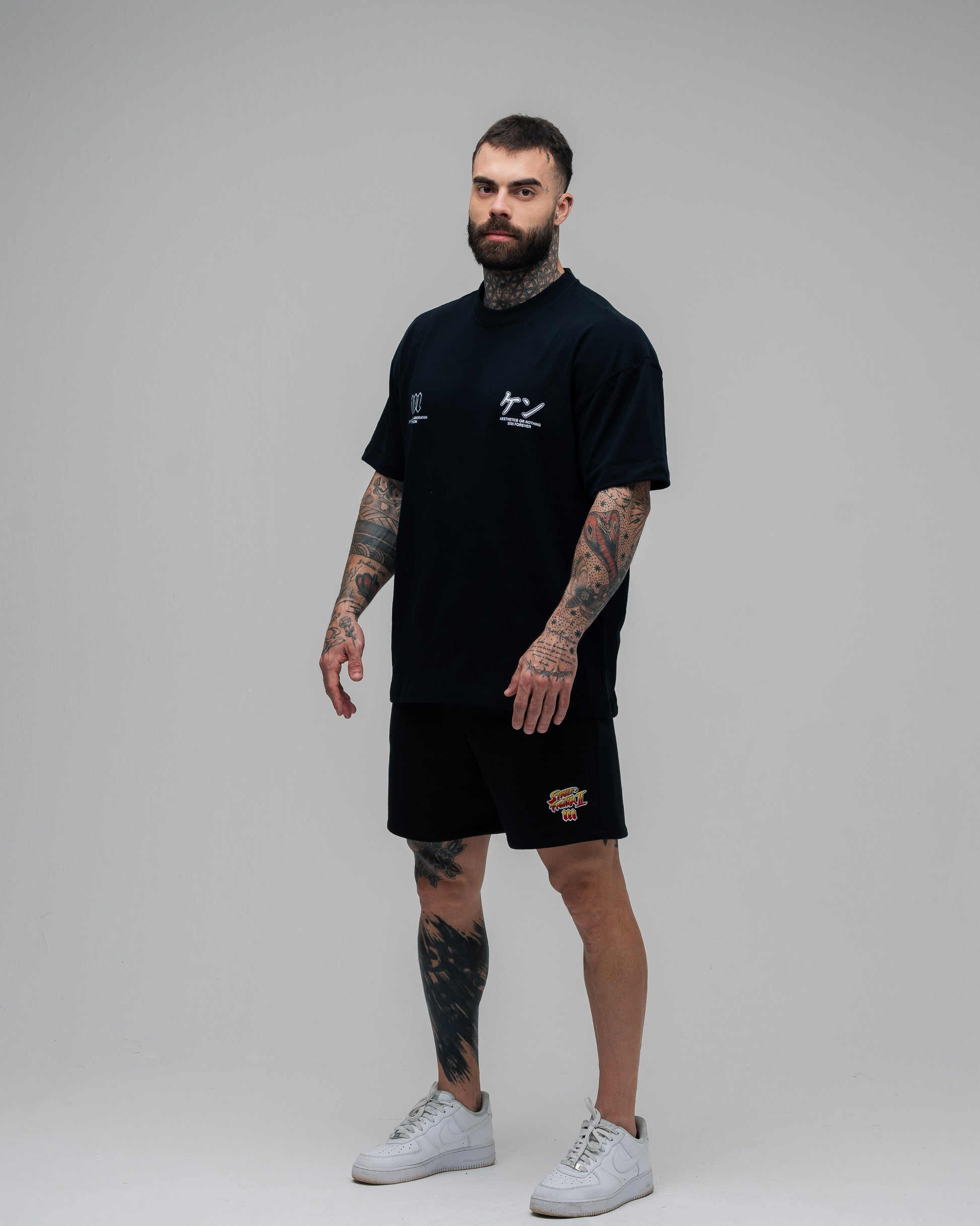 Camiseta Oversized Street Fighter Ken Preto