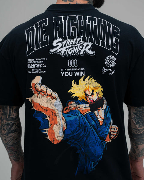 Camiseta Oversized Street Fighter Ken Preto