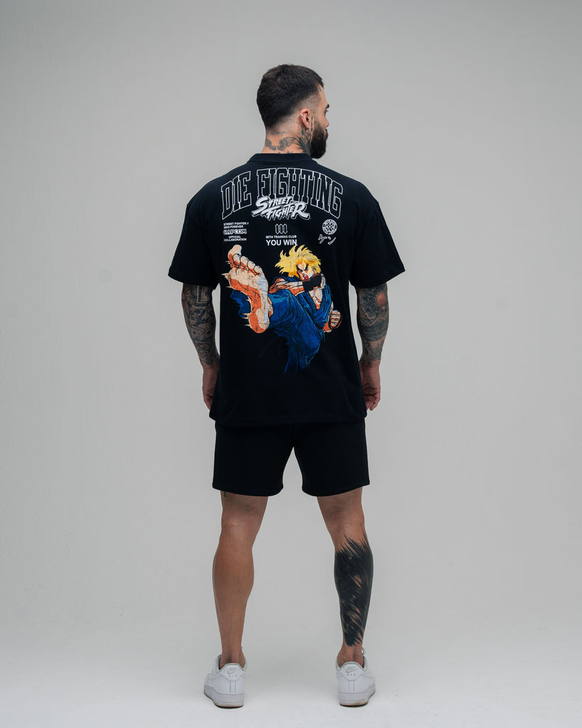 Camiseta Oversized Street Fighter Ken Preto