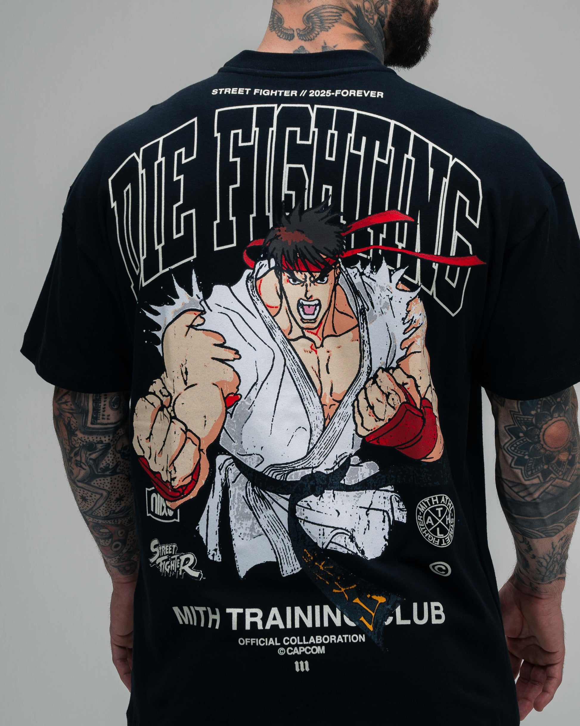 Camiseta Oversized Street Fighter Ryu Preto