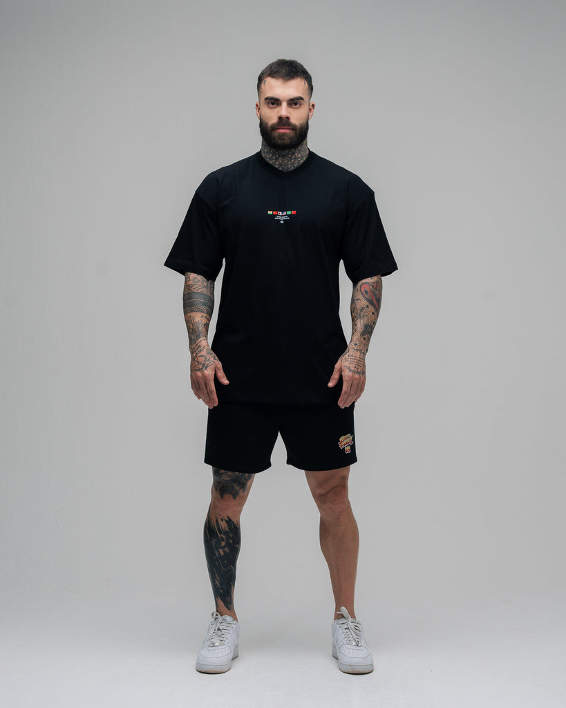 Camiseta Oversized Street Fighter Mr. Bison Map Preto