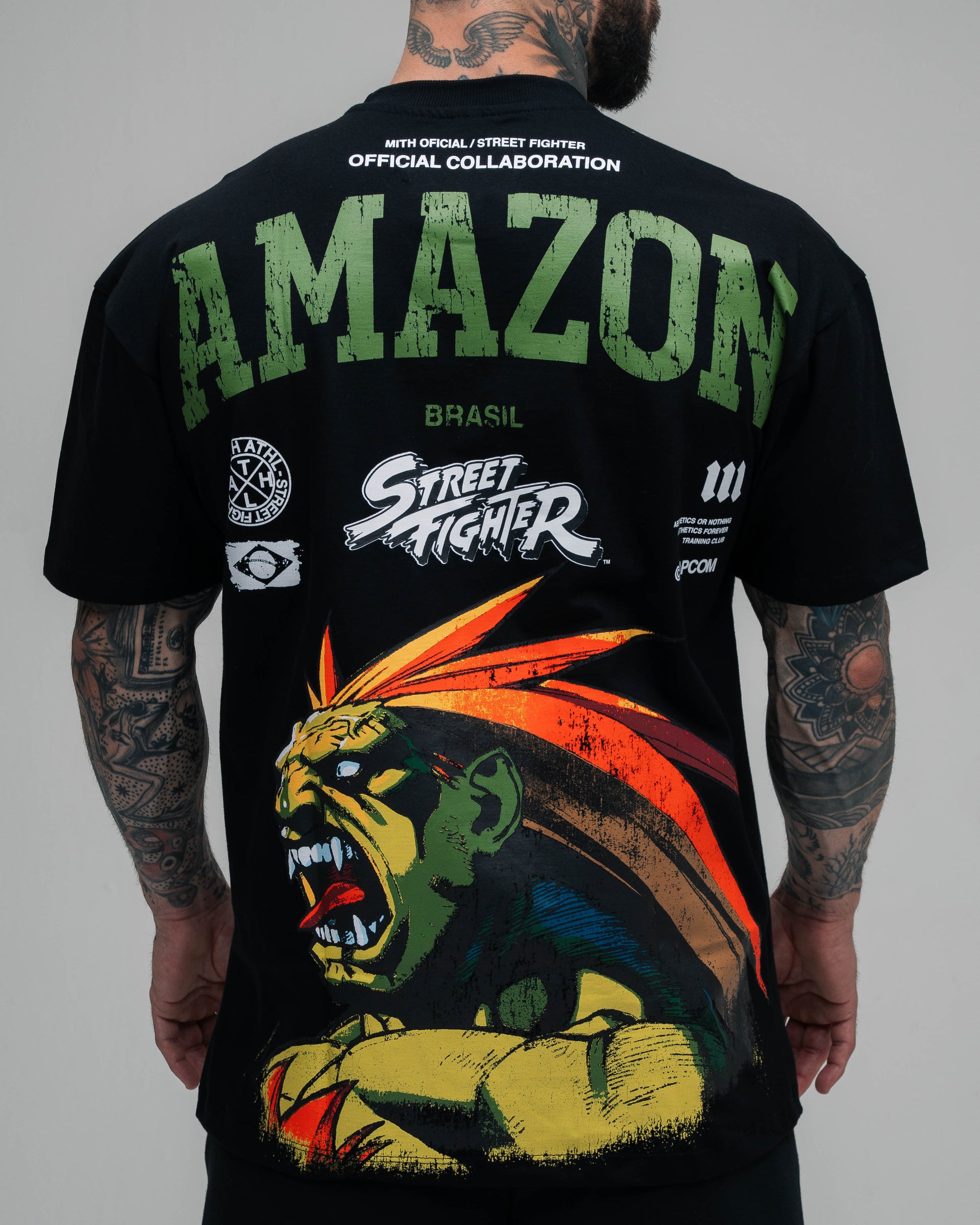 Camiseta Oversized Street Fighter Blanka Amazon Preto