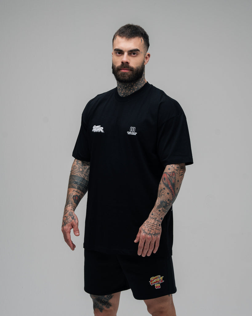 Camiseta Oversized Street Fighter Chun Li Ft Cammy Preto