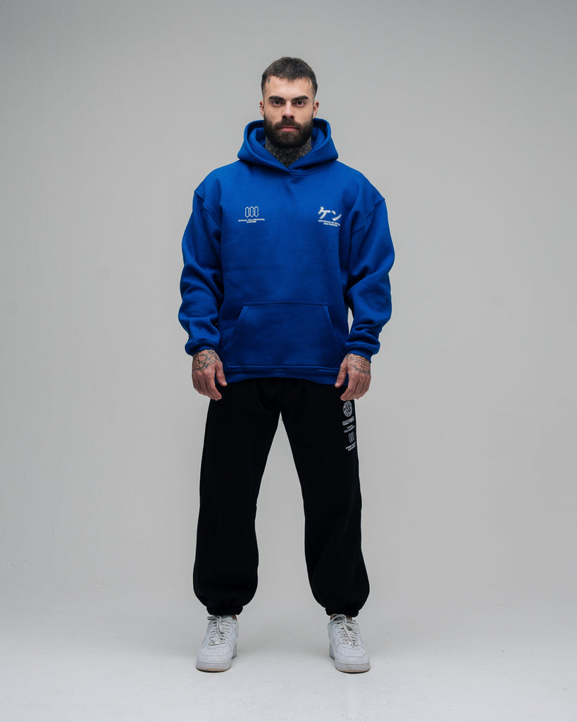 Blusa De Moletom Oversized Capuz Street Fighter Ken Azul