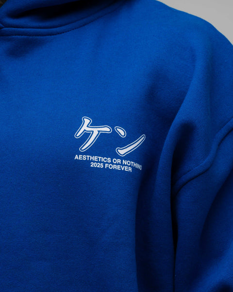 Blusa De Moletom Oversized Capuz Street Fighter Ken Azul