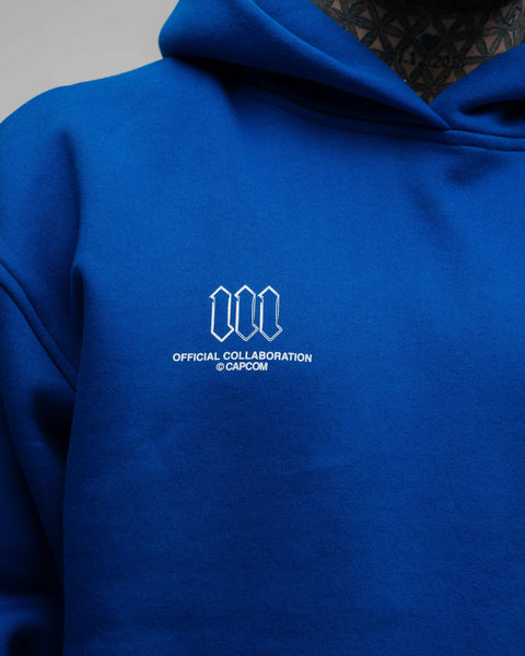 Blusa De Moletom Oversized Capuz Street Fighter Ken Azul