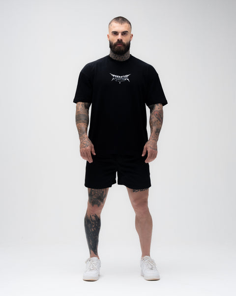 Camiseta <strong>Oversized Treino</strong> Mith Trabalhe em Silêncio Preto