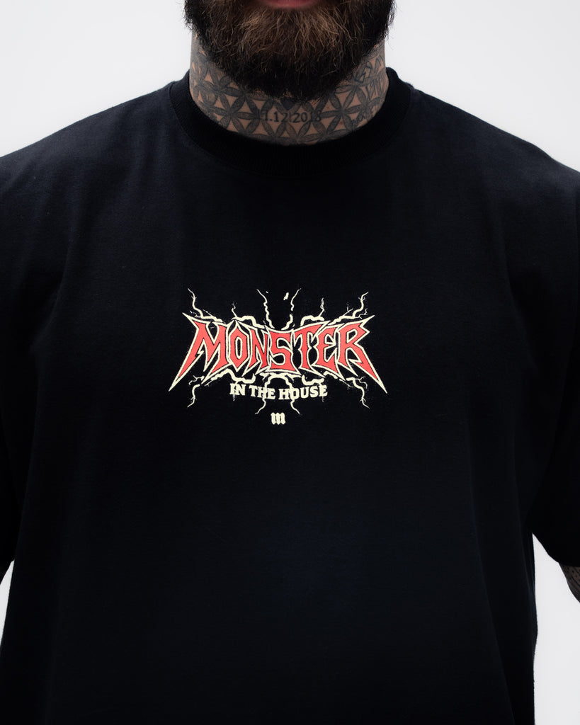 Camiseta <strong>Oversized Treino</strong> Mith Monster in The House Preto