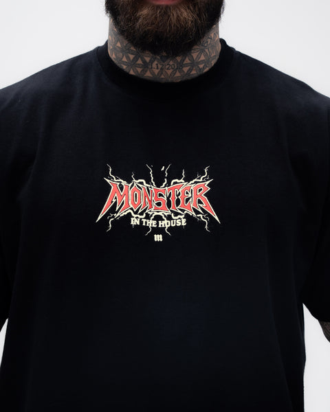 Camiseta <strong>Oversized Treino</strong> Mith Monster in The House Preto