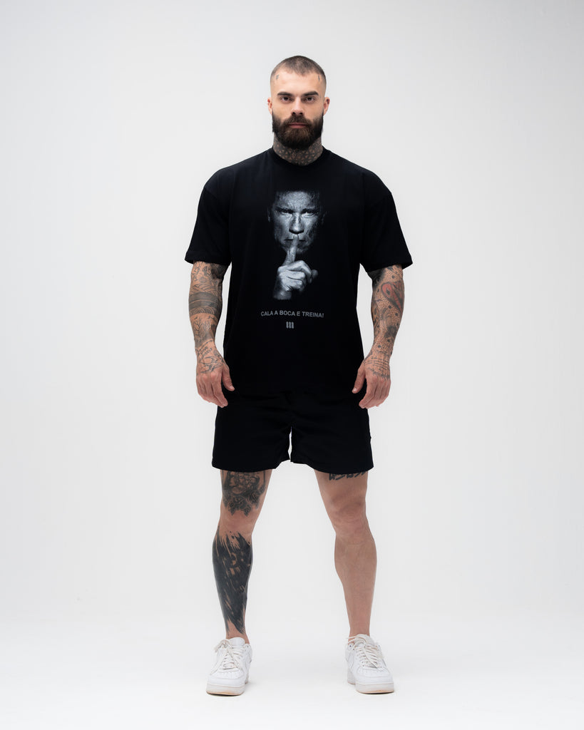 Camiseta <strong>Oversized Treino</strong> Mith Cala a Boca e Treina Preto