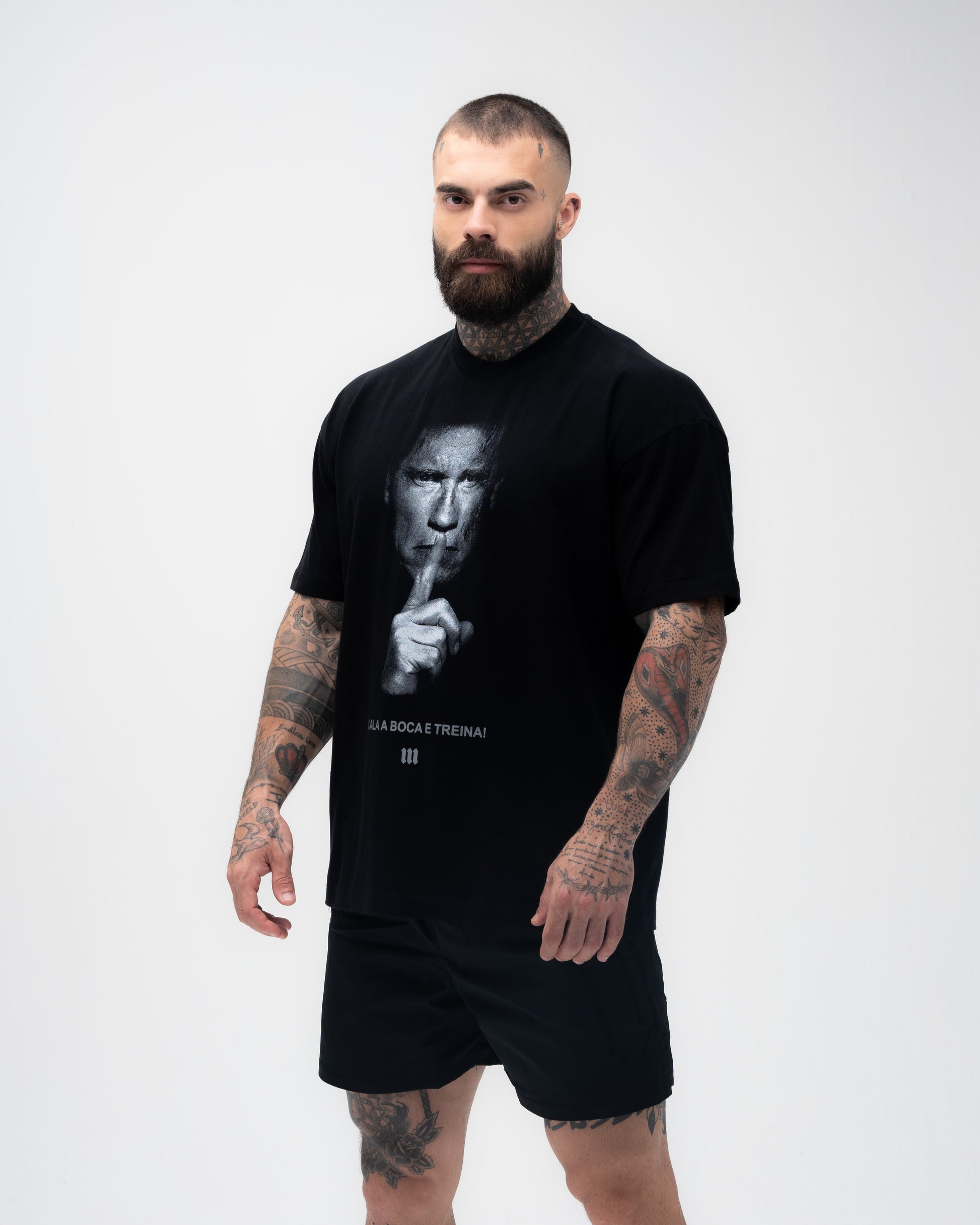 Camiseta <strong>Oversized Treino</strong> Mith Cala a Boca e Treina Preto