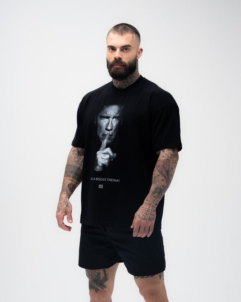 Camiseta <strong>Oversized Treino</strong> Mith Cala a Boca e Treina Preto