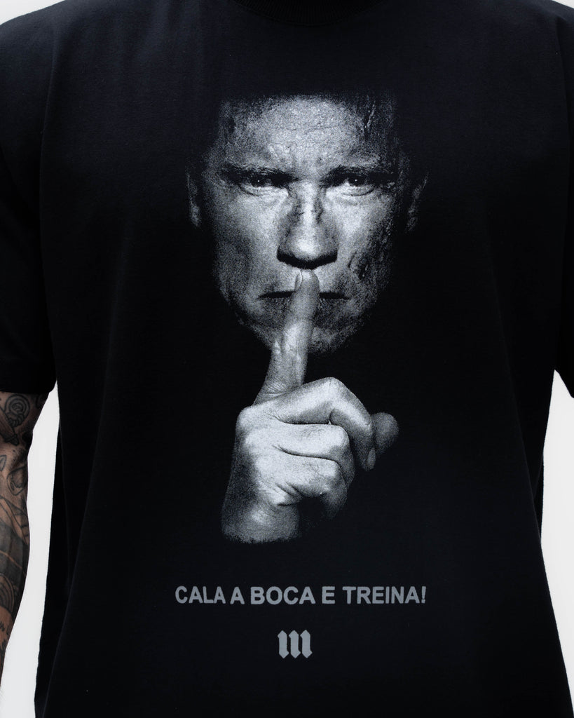 Camiseta <strong>Oversized Treino</strong> Mith Cala a Boca e Treina Preto