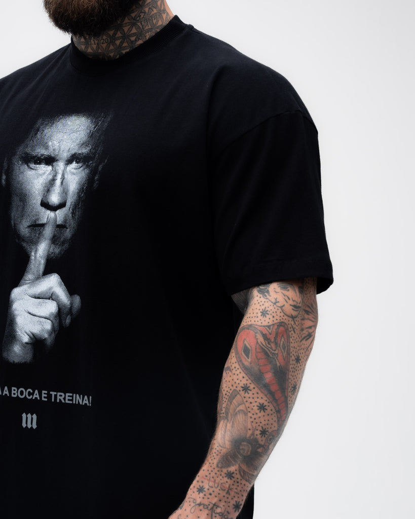 Camiseta <strong>Oversized Treino</strong> Mith Cala a Boca e Treina Preto