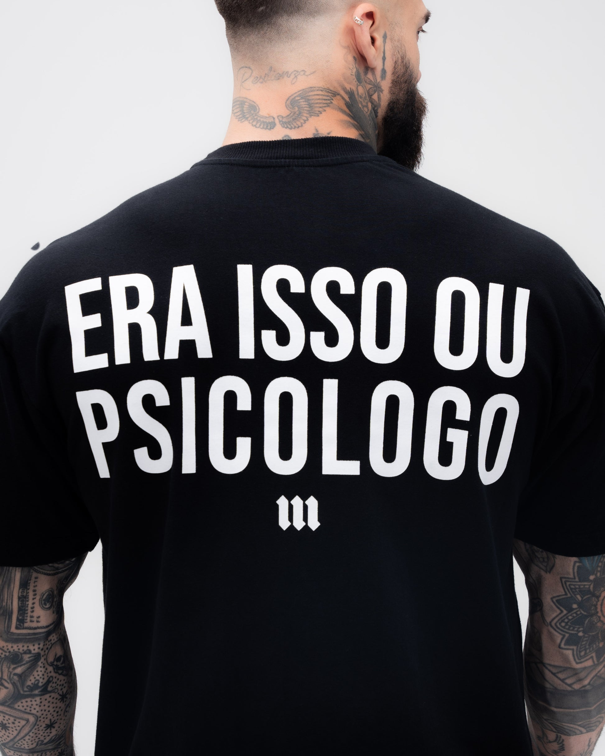 Camiseta Oversized Treino Preta Mith Era Isso ou Psicólogo