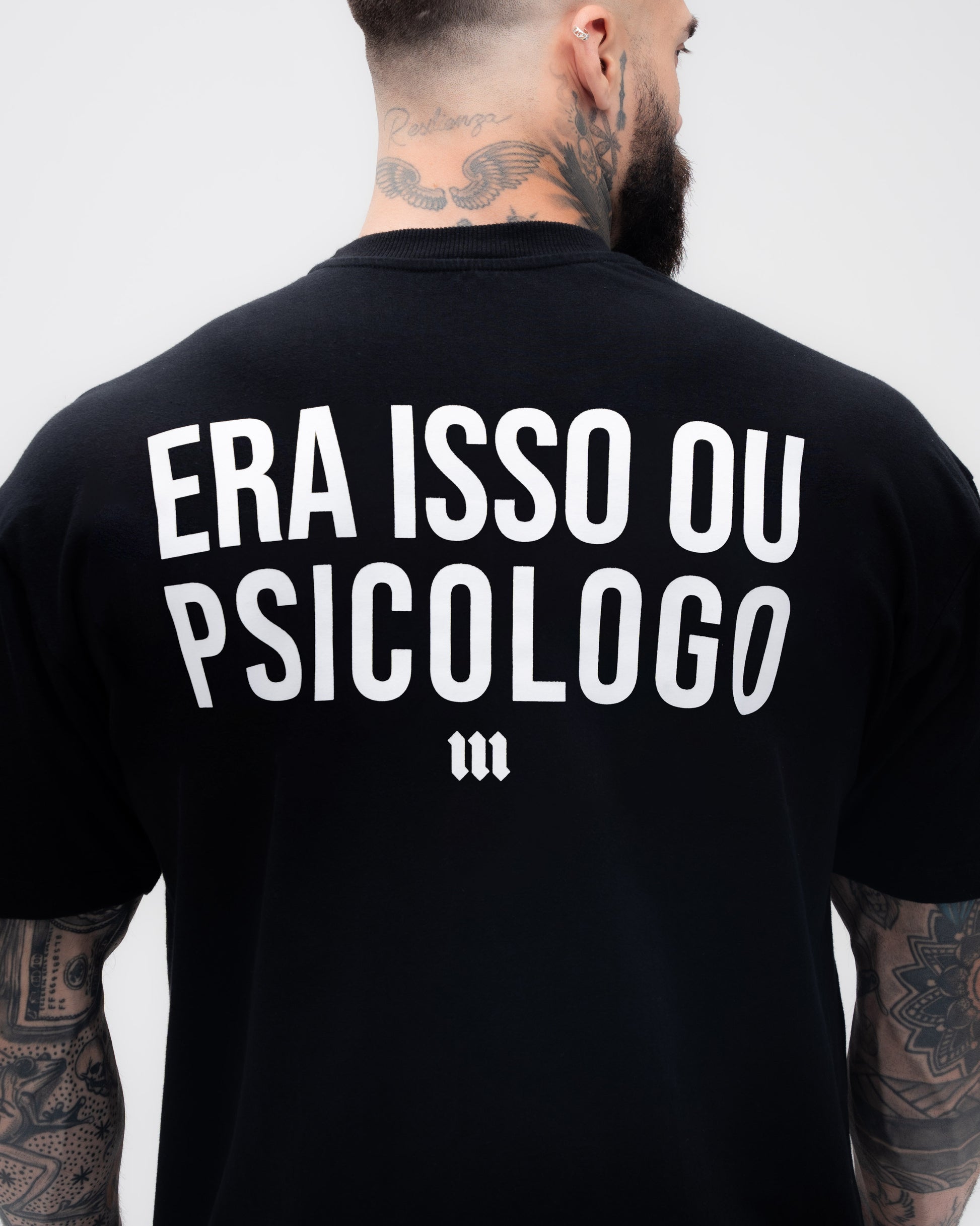 Camiseta <strong>Oversized Treino</strong> Mith Era Isso ou Psicólogo Preto
