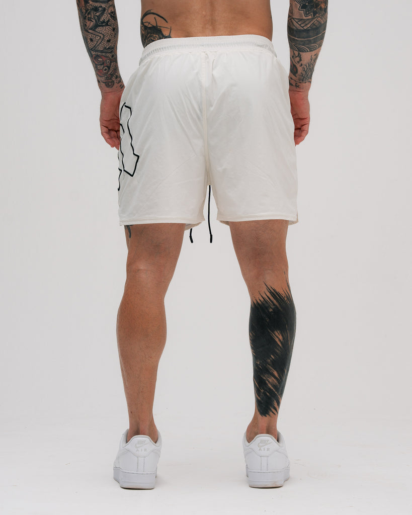 Shorts de Tactel Curto Embroidery Mith Nation Off White